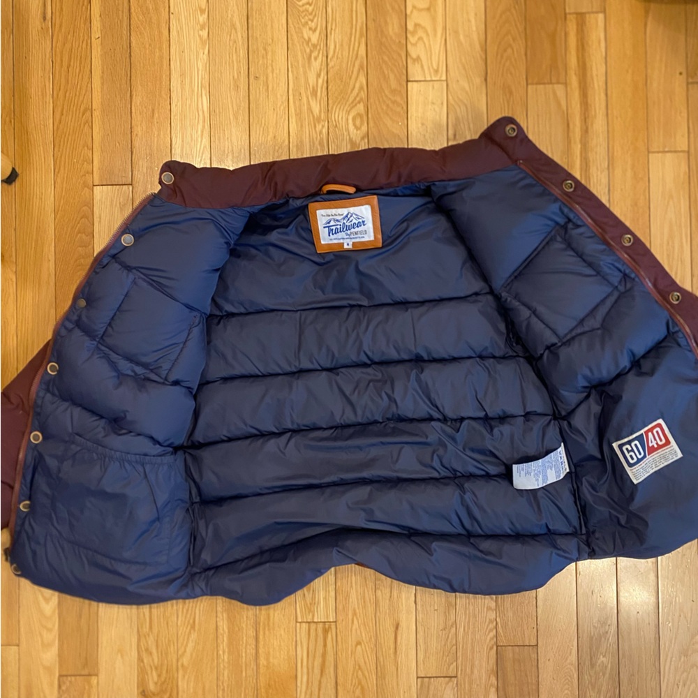Penfield Down Jacket Maroon with Leather Yoke Men’s Medium very warm! Excellent! - Picture 3 of 9